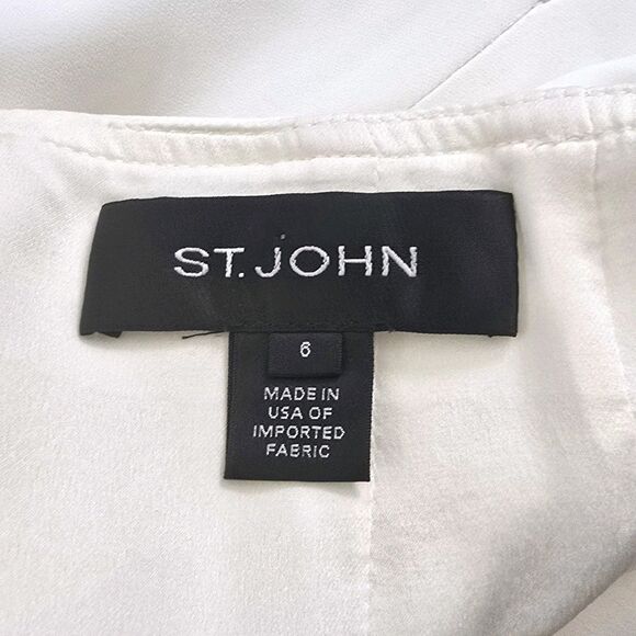 St John Crepe Pencil Skirt Size 6 White Silk Lined Back Slit Office Professional - Picture 6 of 8